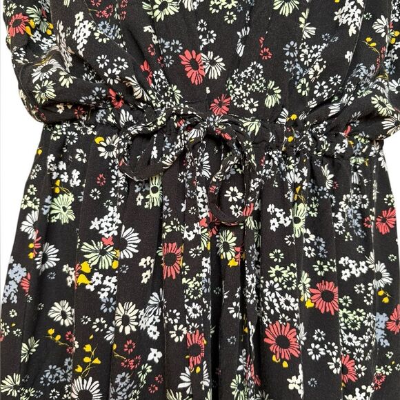 Old Navy Floral Mini Dress Black Pink White Drawstring Waist Womens Plus Size 4X - Picture 4 of 8